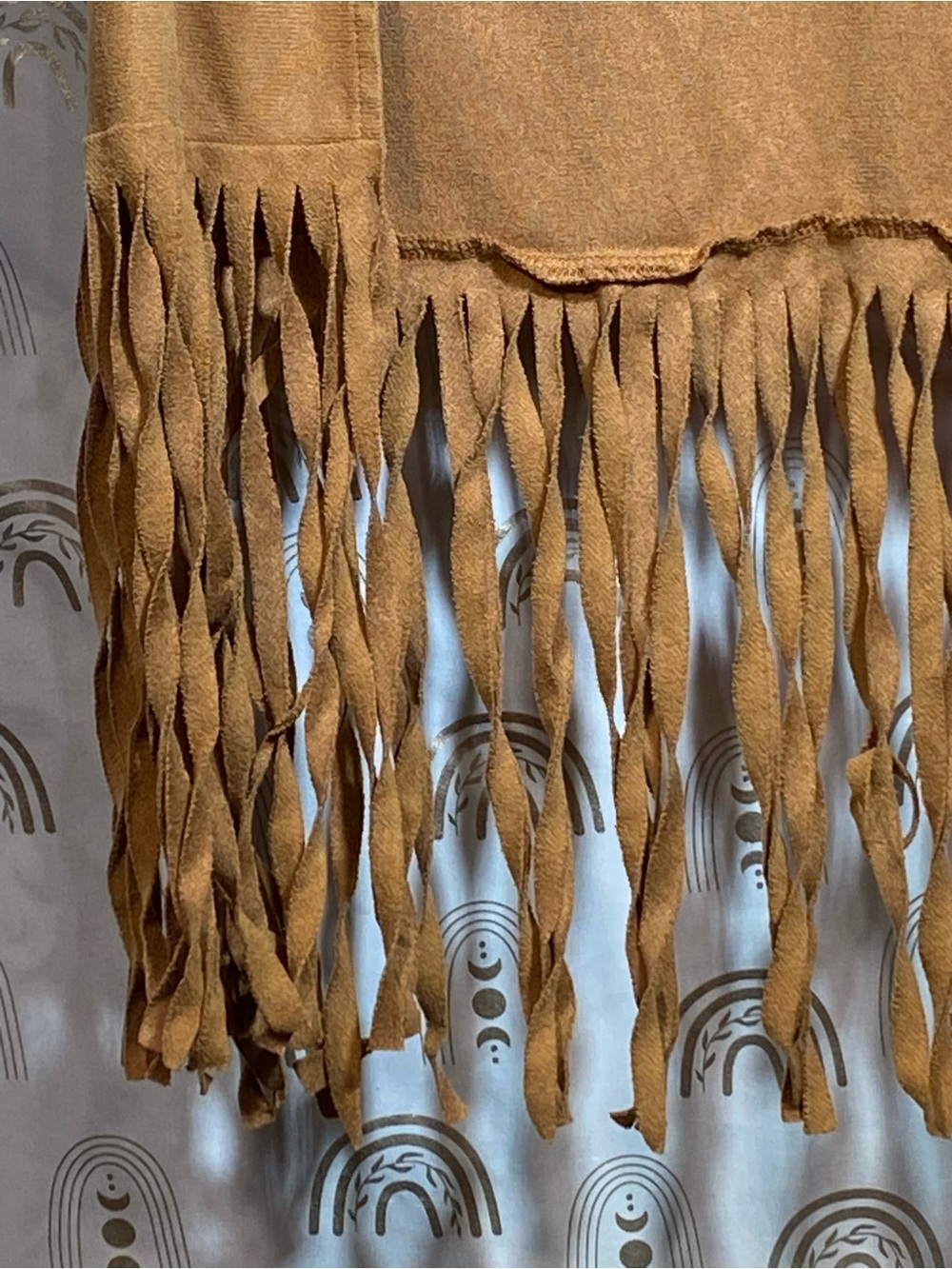 Suede Fringe Vest with Laser-Cut Floral Details - Camel - Picture 3 of 7